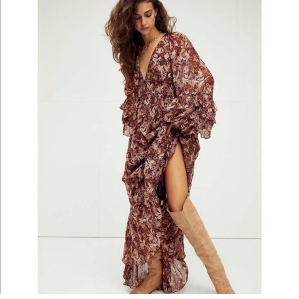 NWT Free People Gold Ophelia Maxi Dress